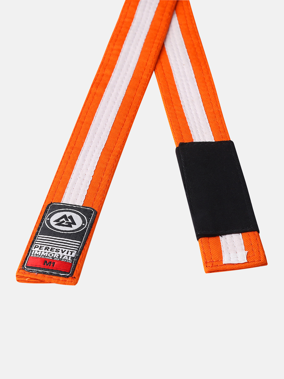Kids BJJ Gi Belt Orange White Stripe, Photo № 2